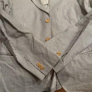 Striped Men’s Blazer with Wooden Buttons